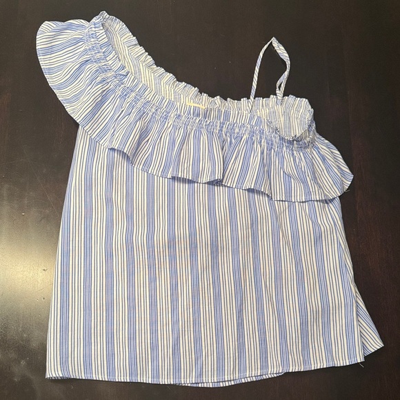 Sweet Wanderer Off-Shoulder Blue and White Blouse - Picture 1 of 5